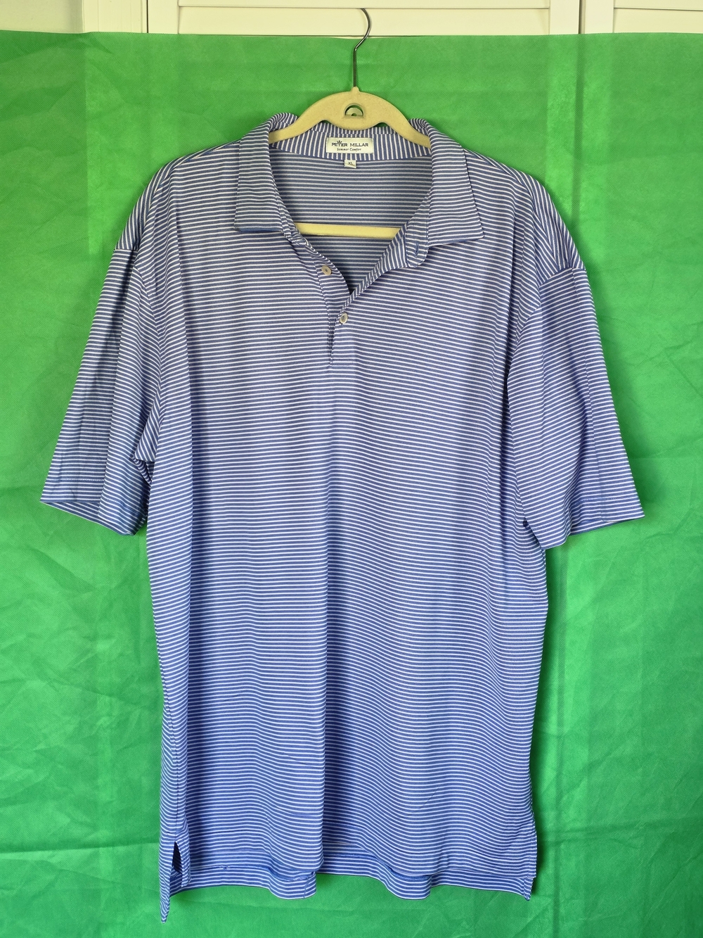 Peter Millar Blue Striped Polo Shirt - Men's Golf XL